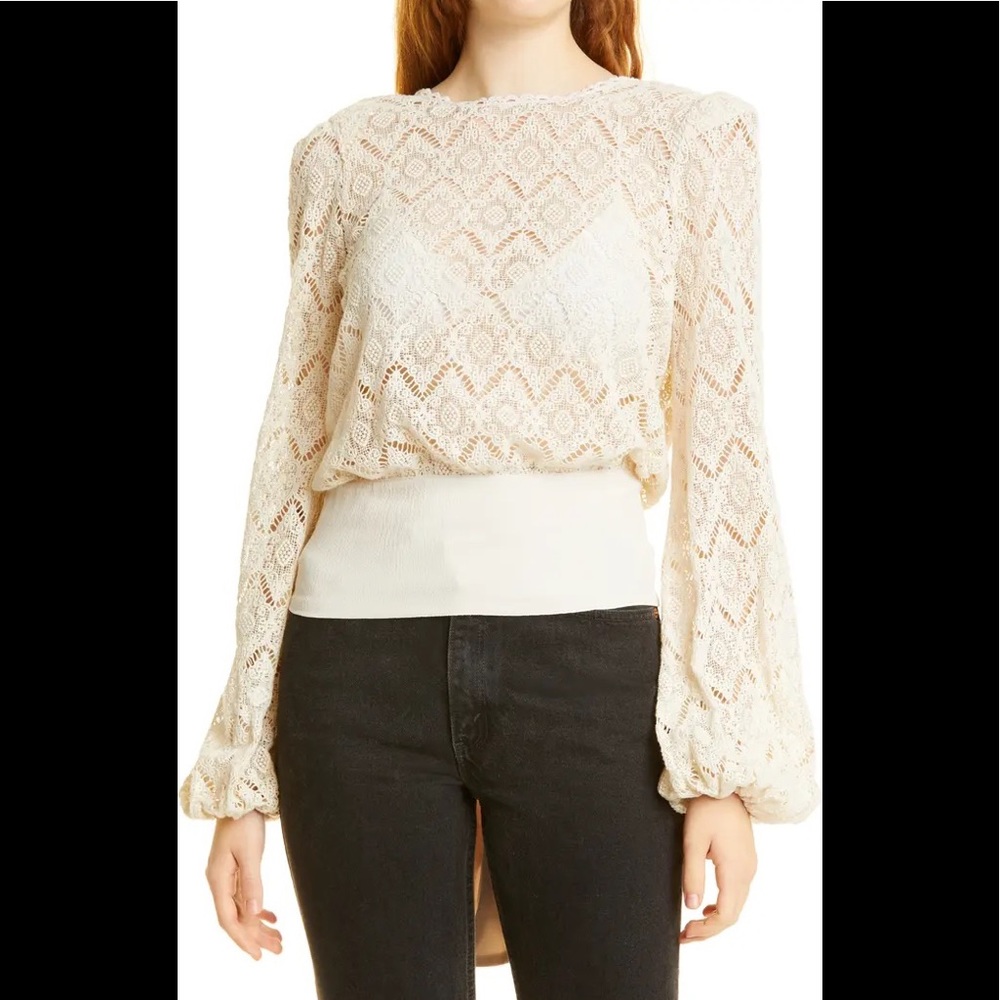 BYTIMO | Lace Tie Waist Blouse | XS